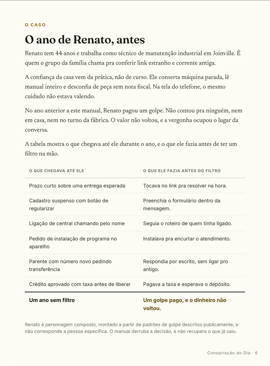 Página real do guia: O caso