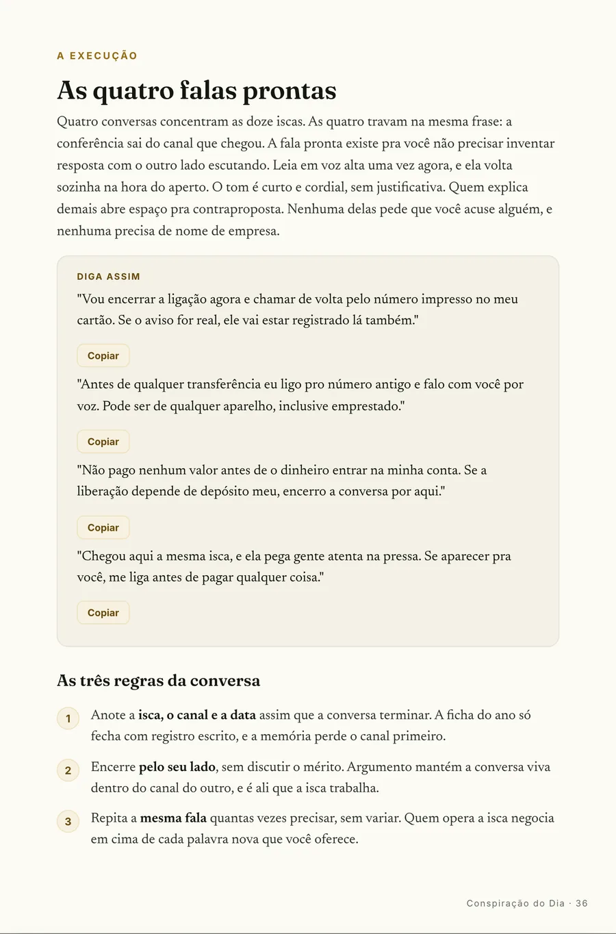 Página real do guia: Falas prontas